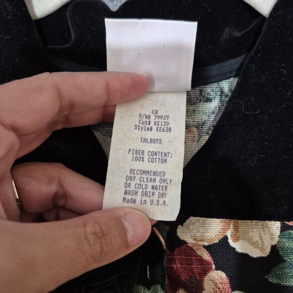 90s Cottontail Originals 2pc Black Velvet Collar Floral Print Jacket Skirt Set 7 - Picture 3 of 12